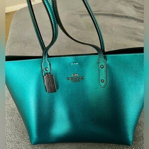 Coach Outlet Large Tote - aqua / teal